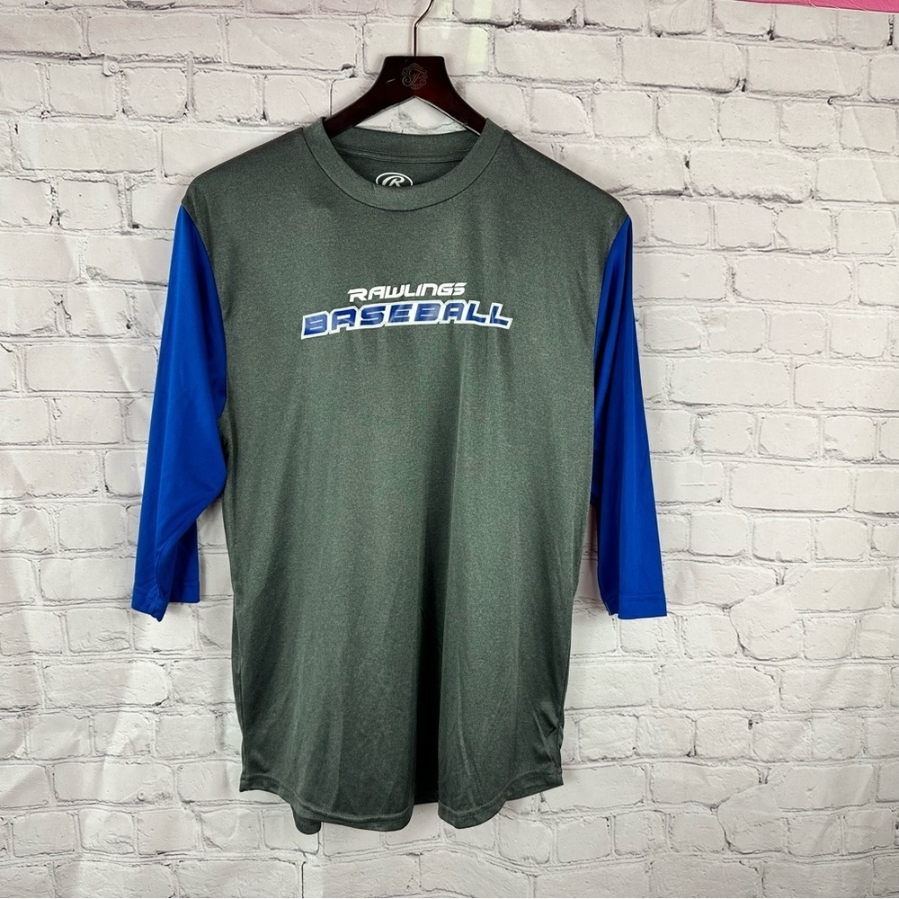 Rawlings Charcoal Royal mens M baseball Sleeve Tee practice activewear fandom